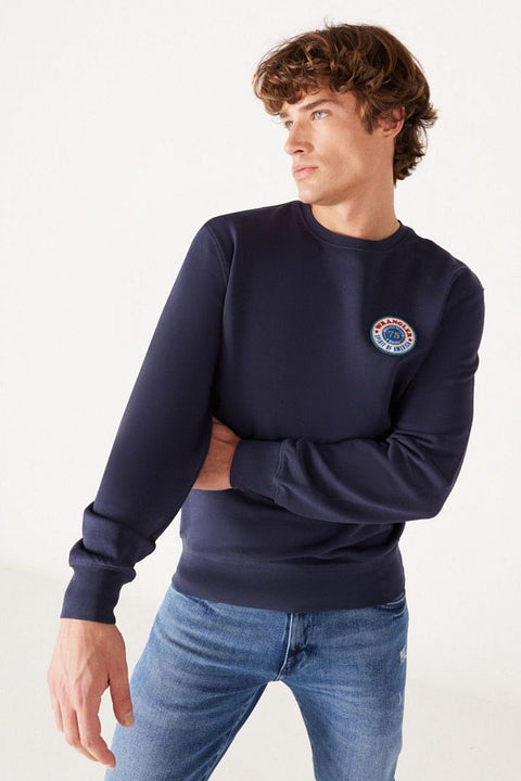 Wrangler Men's Navy Logo Crew Sweatshirt | Wrangler In Lebanon