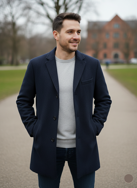 S.Oliver Men's Navy Wool Coat |S.Oliver In Lebanon