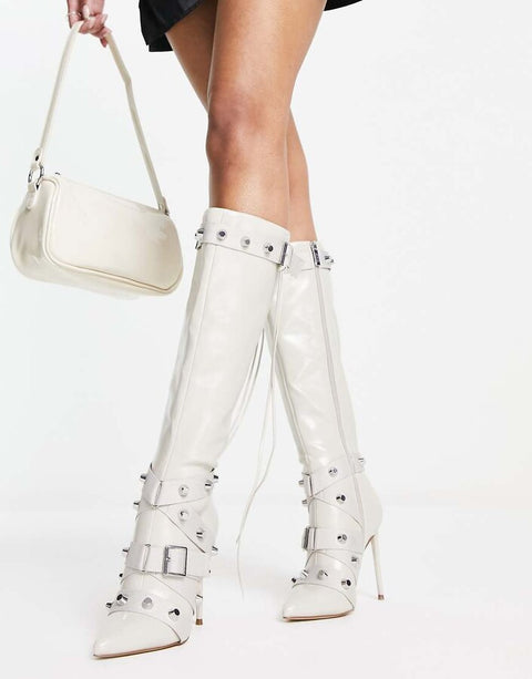Steve Madden Women's Beige Finkle Heeled Knee Boots |Steve Madden in Lebanon