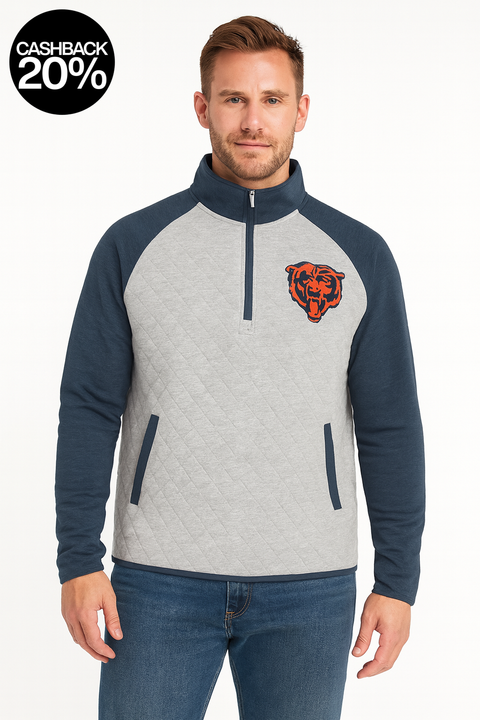 NFL Men’s Grey 1/4 Zip Quilted Pullover  Sweatshirt |NFL  In Lebanon