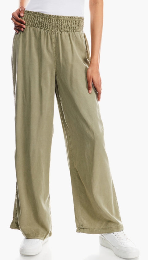 Forever 21 Women's Khaki Green Loose Wide Leg Lightweight Pant | Forever 21 In Lebanon