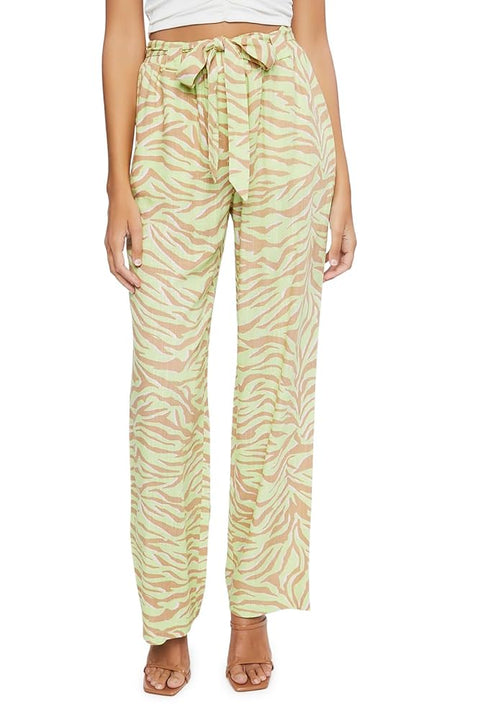 Forever 21 Women's Brown & Green Animal Printed Pant |Forever 21 In Lebanon