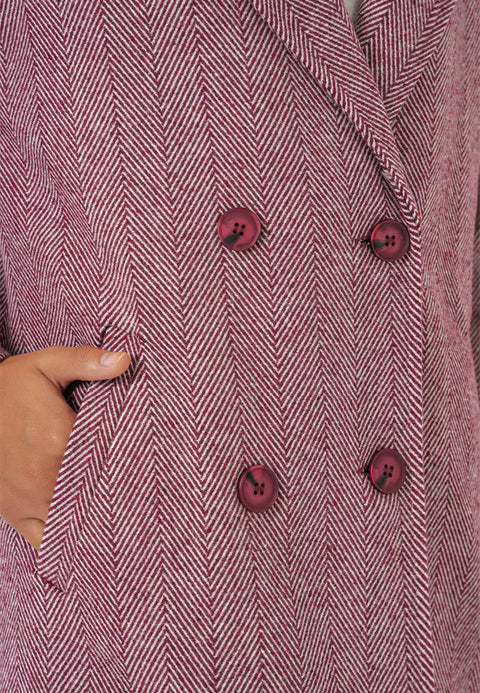 Big Dart Women's Burgundy Oversized Double Breasted Cashmere Coat | Big Dart In Lebanon