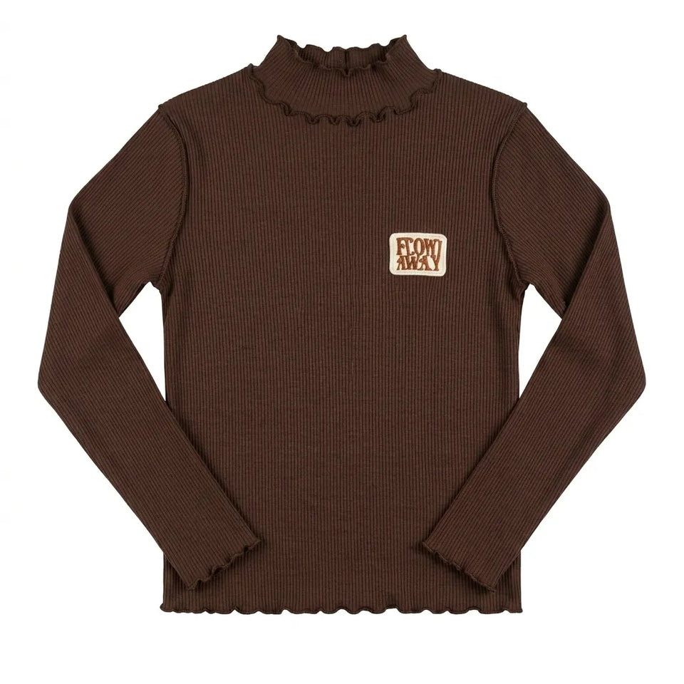Zara Girl's Brown Ribbed Long Sleeve Mock Neck Blouse|Zara in Lebanon