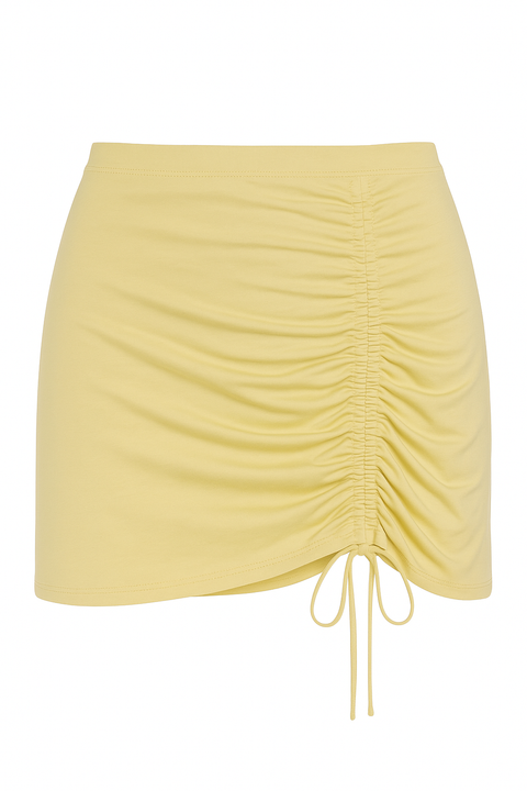 Forever 21 Women's Yellow Ruched Mini Skirt | Forever 21 In Lebanon