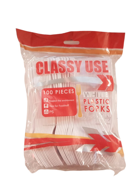 Classy Use Plastic White Forks 100PCS