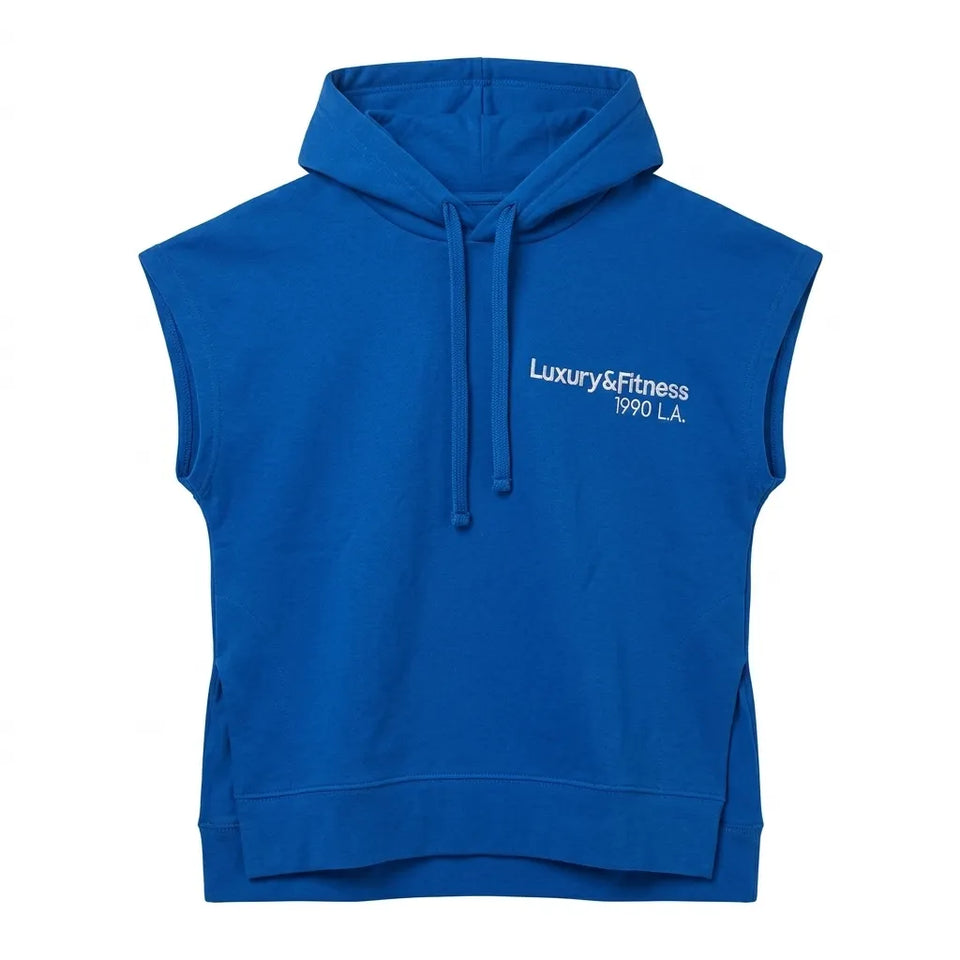 Zara Men's Royal Blue Luxury & Fitness Graphic Sleeveless Hoodie|Zara in Lebanon