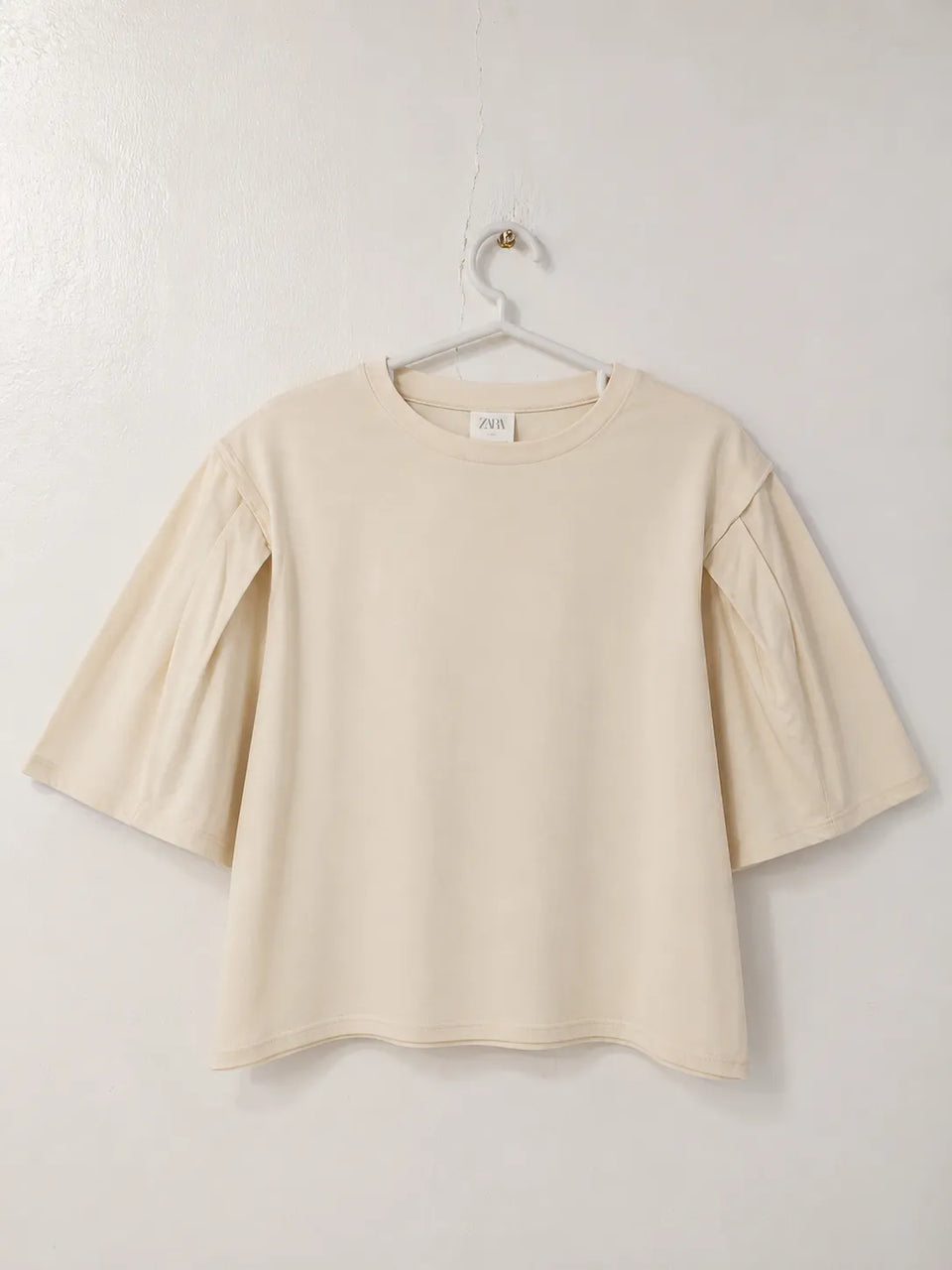 Zara Girl's Off White With Woven Shirt Sleeves Blouse | Zara In Lebanon