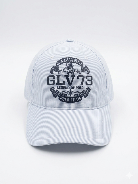 Galvanni Women's Blue & White "Legend of Polo" Seersucker Baseball Cap|Galvanni In Lebanon
