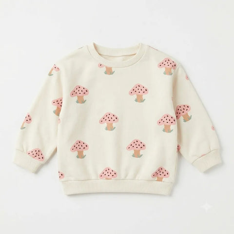 Zara Girl's Cream Capped Mushrooms Long Sleeve Sweatshirt|Zara In Lebanon