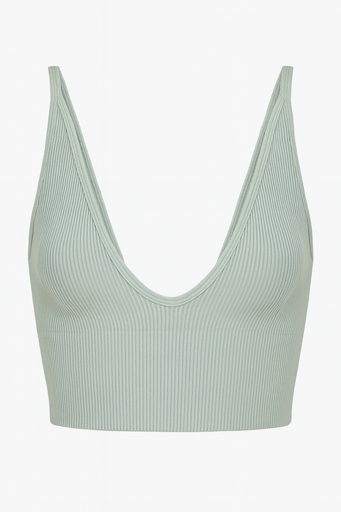 Forever 21 Women's Mint Green Ribbed Scoop Neck Sleeveless Crop Top | Forever 21 In Lebanon