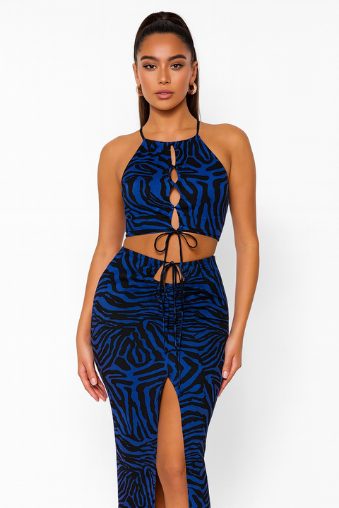 Forever 21 Women's Blue & Black Animal Printed Set | Forever 21 In Lebanon