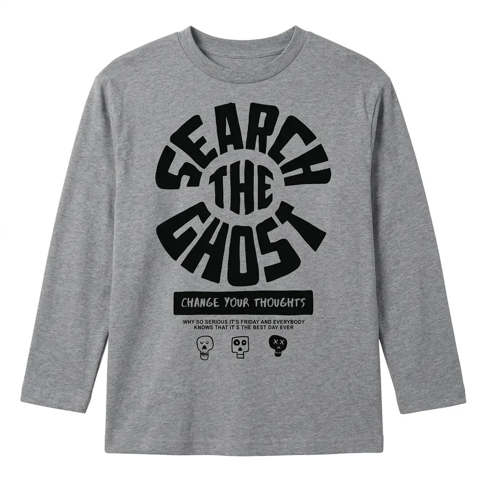 Zara Boy's Gray Search The Ghost Graphic Crew Neck Long Sleeve Blouse|Zara in Lebanon