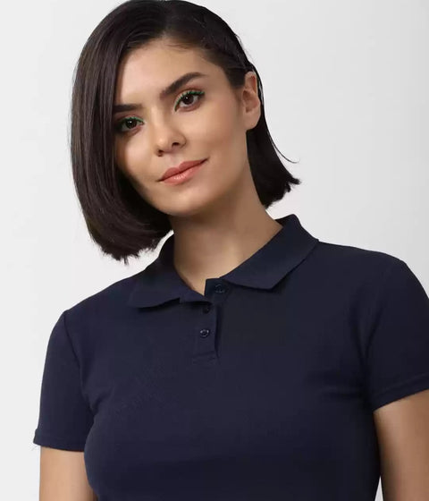 Forever 21 Women's Navy Polo Neck T-Shirt | Forever 21 In Lebanon