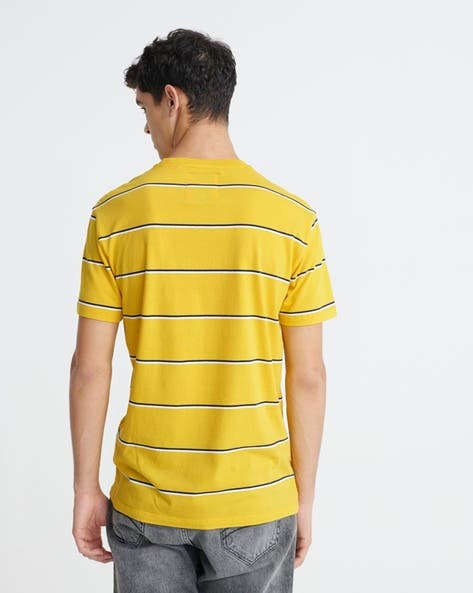 Forever 21 Men's Yellow Striped Knit Top T-Shirt | Forever 21 In Lebanon