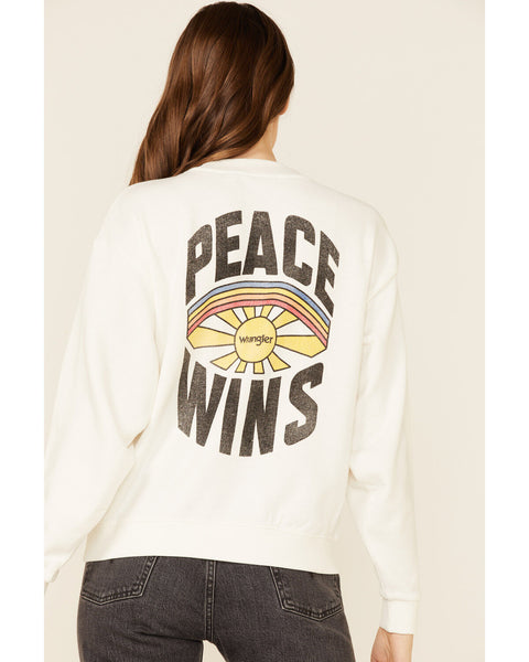 Wrangler Women's Off White Round Neck Sweatshirt | Wrangler In Lebanon
