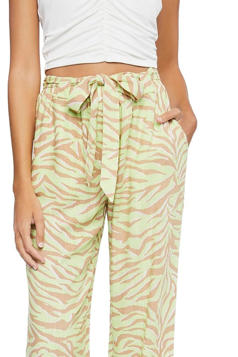 Forever 21 Women's Brown & Green Animal Printed Pant |Forever 21 In Lebanon