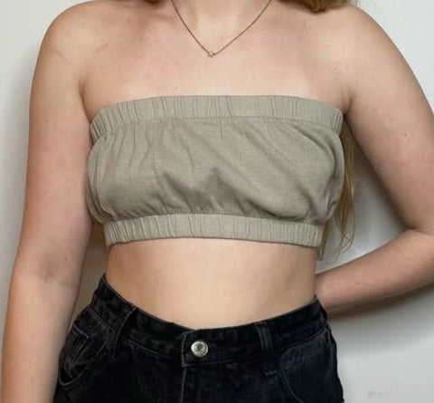 Forever 21 Women's Grey Ruched Strapless Crop Top | Forever 21 In Lebanon