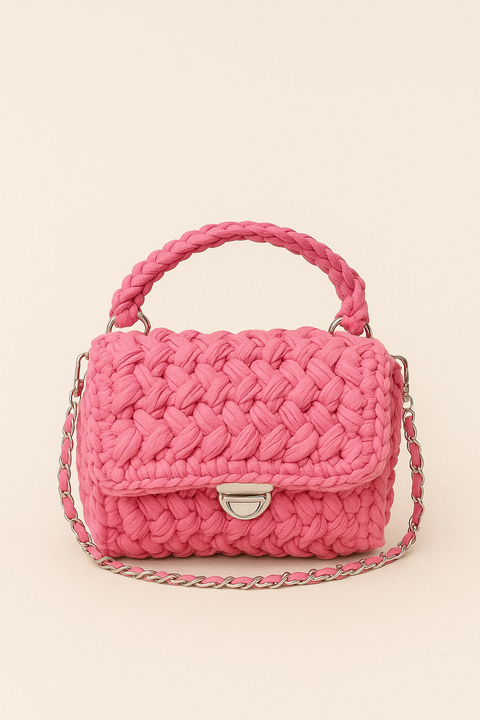 Forever 21 Women's Hot Pink Crochet Shoulder Bag | Forever 21 in Lebanon