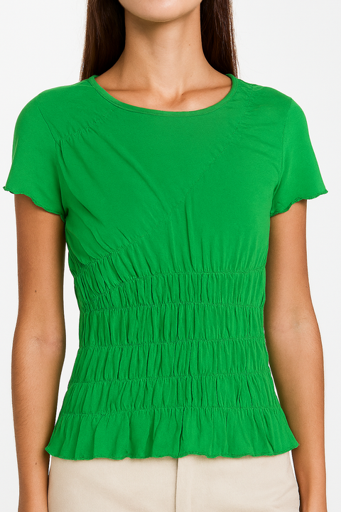 Topshop Women's Green Short-Sleeve Top ANF3042
