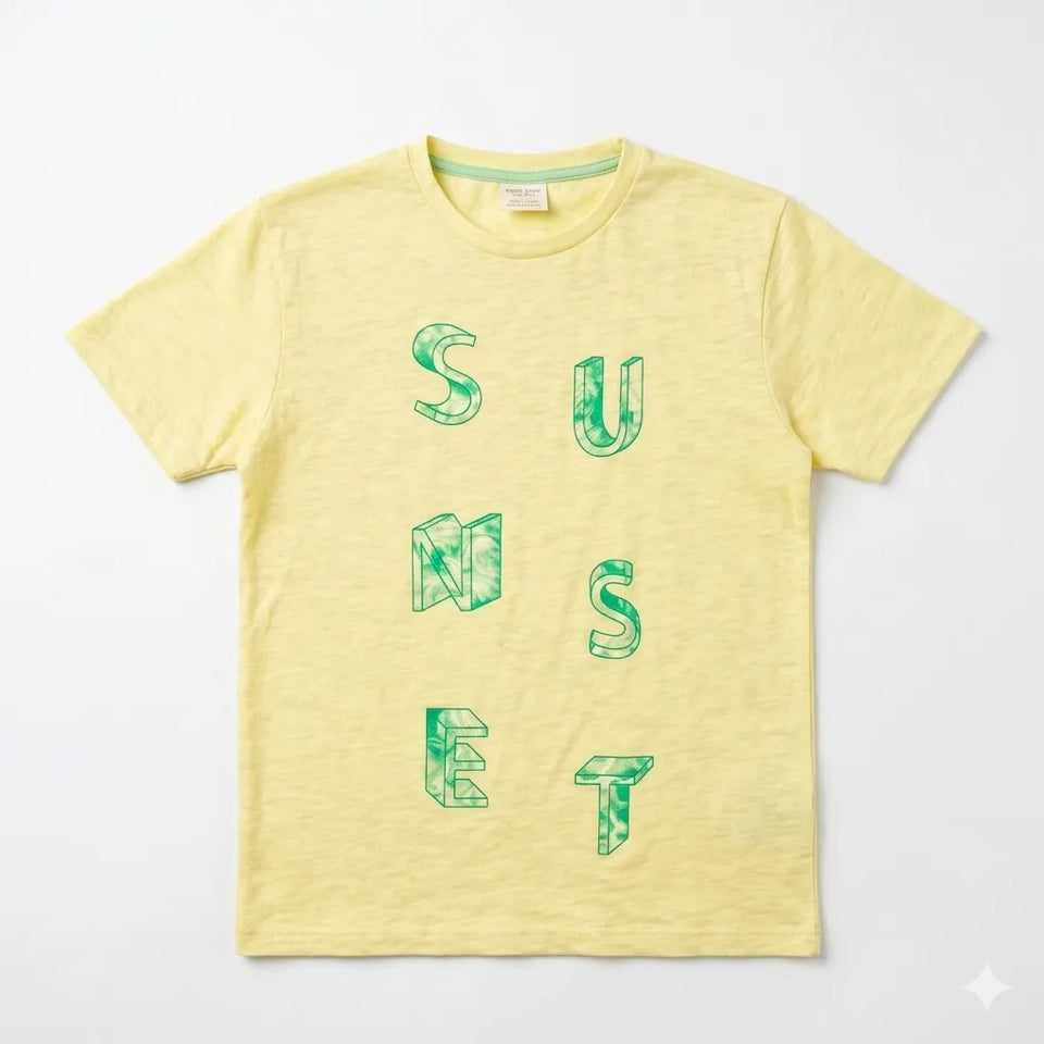 Zara Girl's Light Yellow 3D Typography Graphic Short Sleeve T-Shirt|Zara In Lebanon