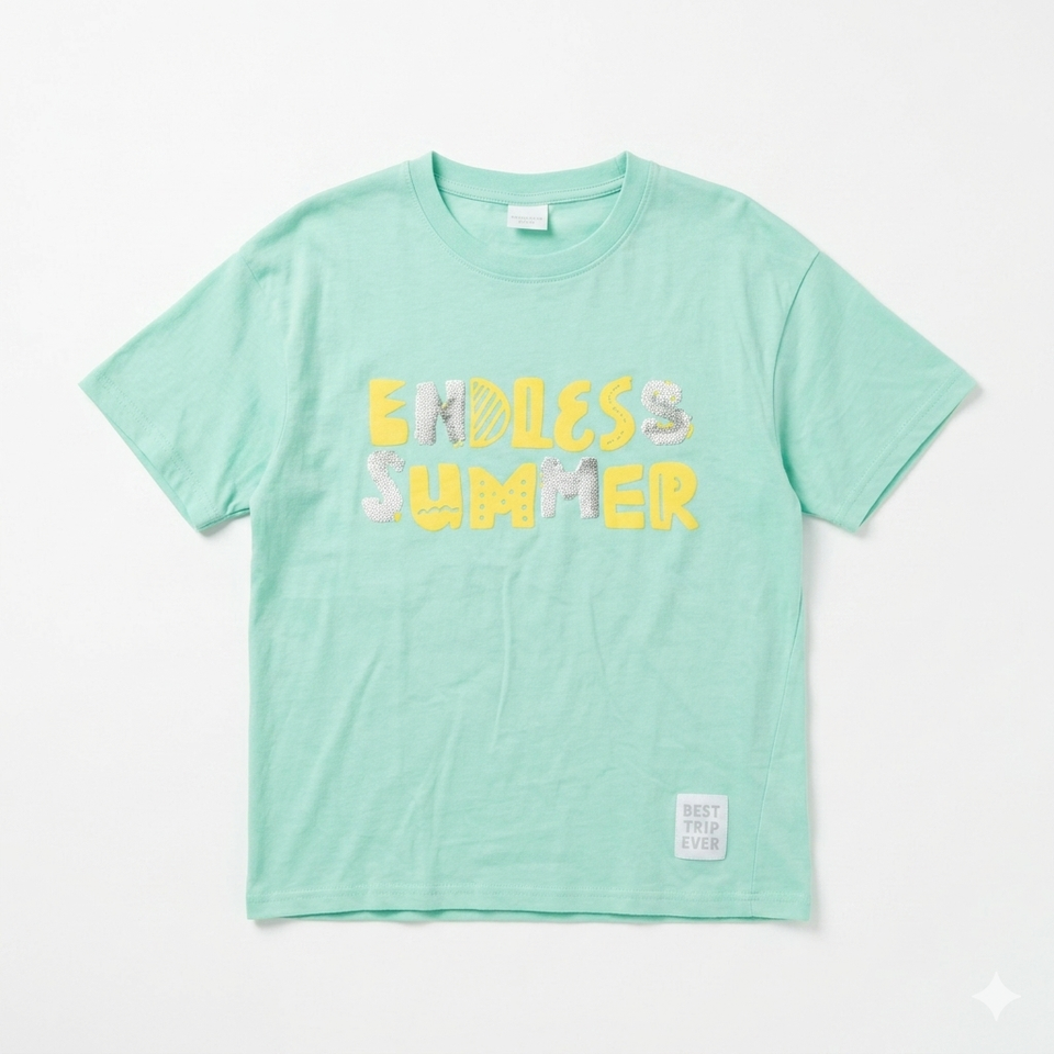 Zara Girl's Mint Green Endless Summer Graphic T-Shirt|Zara In Lebanon