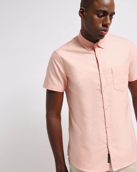 Forever 21 Men's Rose Button Down One Pocket Short Sleeve Shirt | Forever 21 In Lebanon