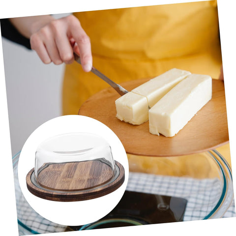 Hinox Cirular Wood Plate With Glass Lid D 19cm DM-10 | Hinox In Lebanon