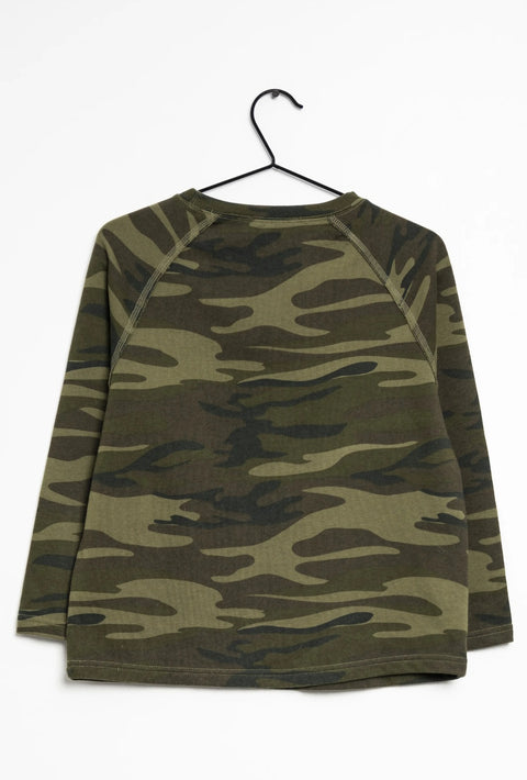 Mango Women's Dark Green Camo 3/4 Sleeve Sweatshirt | Mango In Lebanon