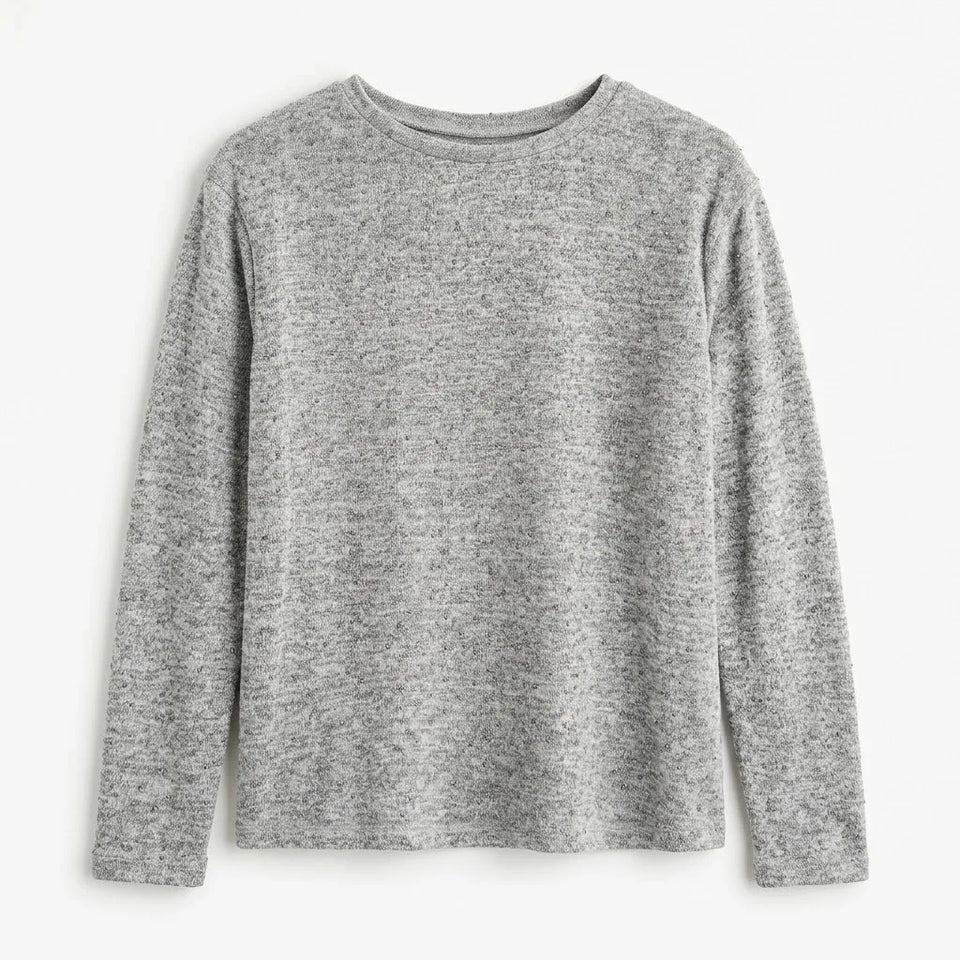 Zara Girl's Gray Embellished Knit Long Sleeve Blouse|Zara in Lebanon