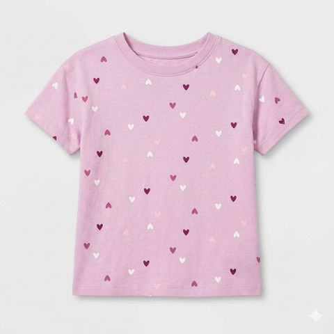 Cat & Jack Girl's Purple Hearts Printed Relaxed T-Shirt | Cat & Jack In Lebanon
