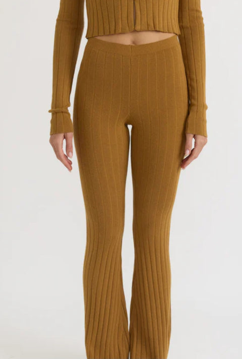 Forever 21 Women's Beige Ribbed Pant | Forever 21 In Lebanon