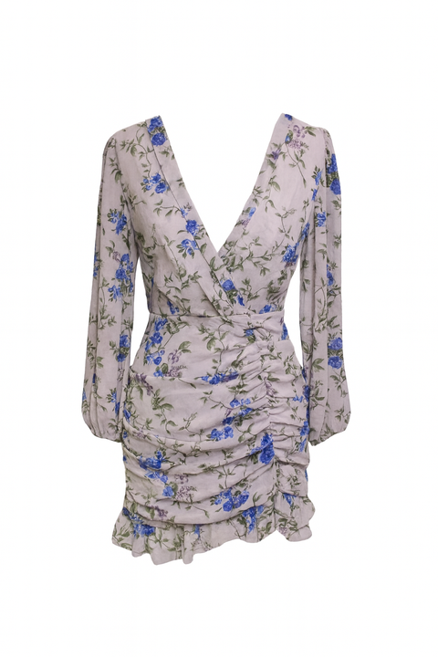 Forever 21 Women's Lavender Multi Long Sleeve V Neck Dress | Forever 21 In Lebanon