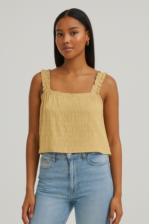 Forever 21 Women's Beige Ruffle Sleeveless Plus Size Crop Top | Forever In Lebanon