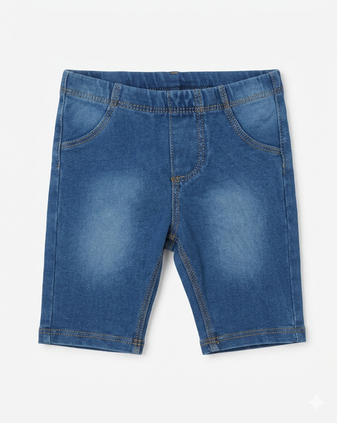 Charanga Baby Boy's Dark Blue Wash Pull-On Denim Jegging Shorts|Charanga In Lebanon