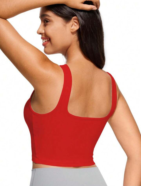Forever 21 Women's Red Square Neck Sleeveless Crop Top | Forever 21 In Lebanon