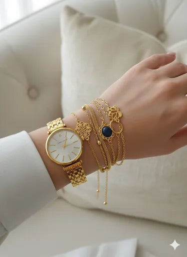 Laura Ashley Women's Gold 6 Pc Stacking Bracelets With Watch | Laura Ashley In Lebanon