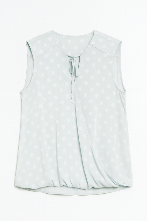 Mango Women's Light Blue Polka Dot Sleeveless Blouse |Mango In Lebanon