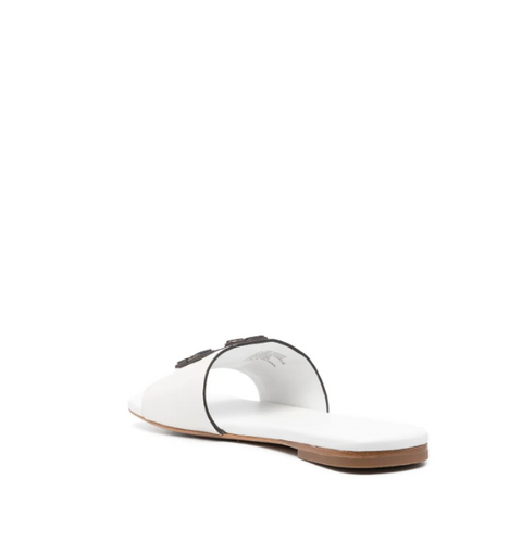 Tory Burch Women's White Leather Slide Slippers| Tory Burch In Lebanon