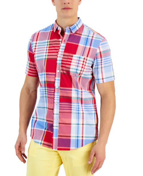 Club Room Men's Fire Combo Crimson Classic-Fit Plaid Butt ABF3810