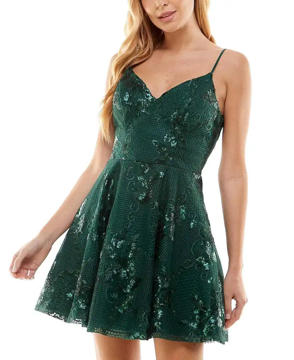 City Studios Women's Green Dress ABF234