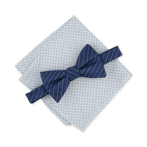 Alfani Men's White & Navy Ozark Stripe Bow | Alfani In Lebanon