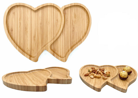 SD 2 Hearts Shape Wood Serving Plate | SD In Lebanon