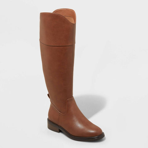 A New Day Women's Brown Sienna Leather Tall Knee-high Riding Boots  |A New Day In Lebanon