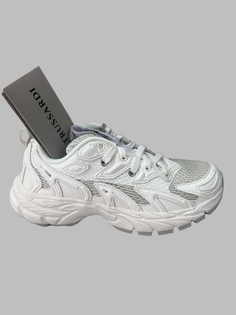 Trussardi Women's White FX Leather Sneakers | Trussardi in Lebanon