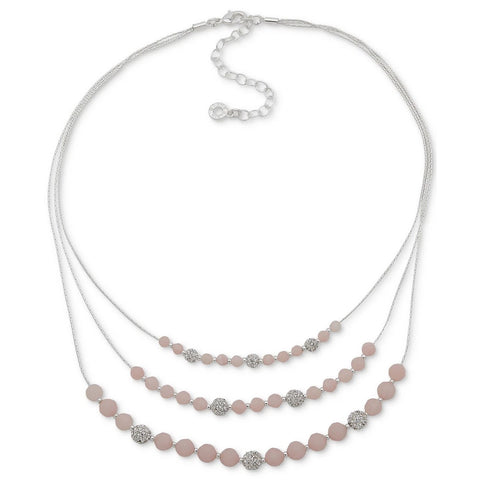 Anne Klein Women's Silver-Tone Stone Bead & Pavé Fireball Layered Necklace, 16" | Anne Klein In Lebanon