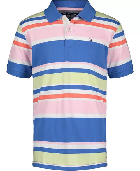 Tommy Hilfiger Boy's Blue Striped Signature Logo Polo Shirt |Tommy Hilfiger In Lebanon