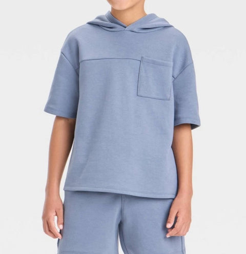 Art Class Boy's Blue Knit Short Sleeve Hoodie | Art Class In Lebanon