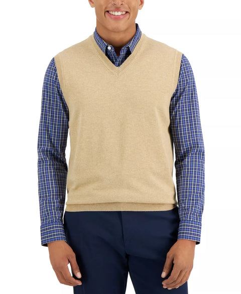 Club Room Men's Tan V-Neck Vests abf4790