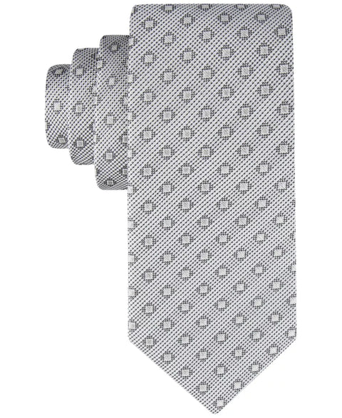 Calvin Klein Men's Light Gray Square Grid Neat Tie ABL432